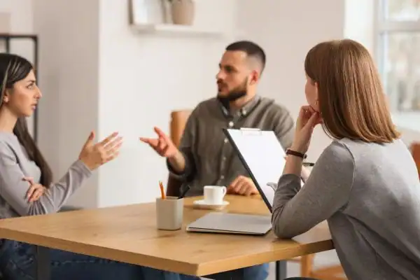 Image of couple access free mediation using family mediation voucher scheme Lutterworth